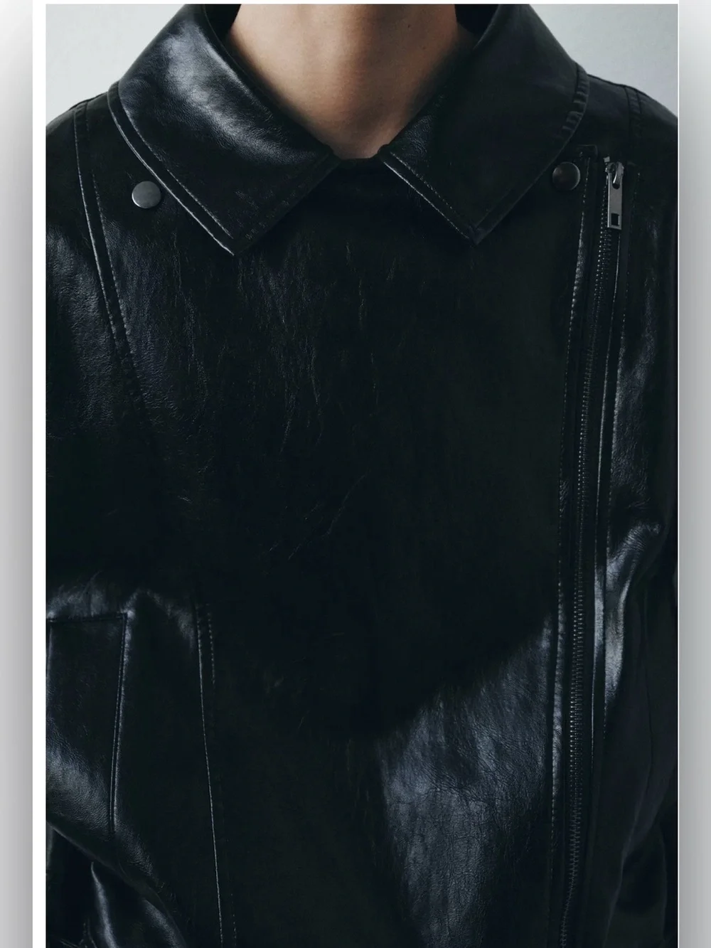 NWT Zara ZW Collection faux leather jacket with lapel collar and belted hem. S.